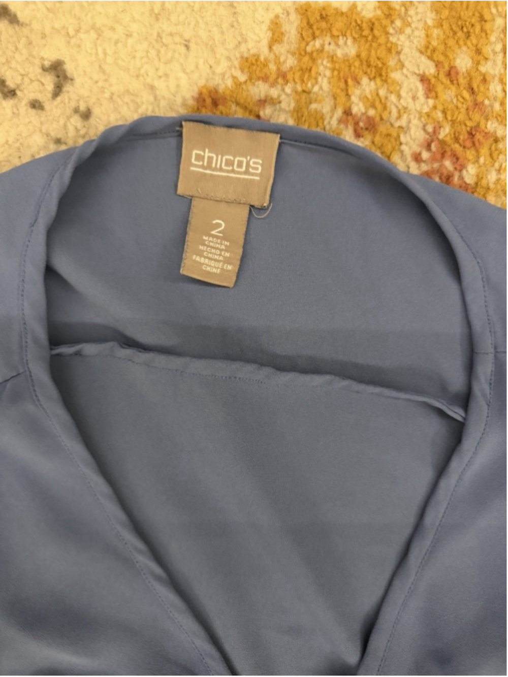 Chico's Women's Light Blue V-neck Blouse From The Brand Chico's. Size 2 - Picture 2 of 3